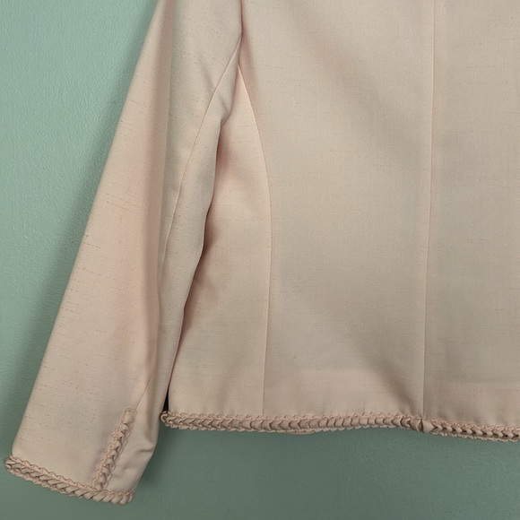 Adolph Schuman for Lilli Ann light pink open silk suit blazer with braided trim - Picture 9 of 10